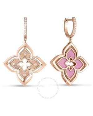 Roberto Coin 18K Rose Venetian Princess Pirouette Diamond & Rhodonite Flower Drop Earrings - Pink
