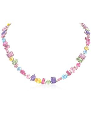 Swarovski Multicoloured Rhodium Plated Gema Necklace - Metallic