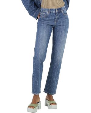 Stella McCartney Rhinestone-Embellished Straight Leg Denim Jeans - Blue