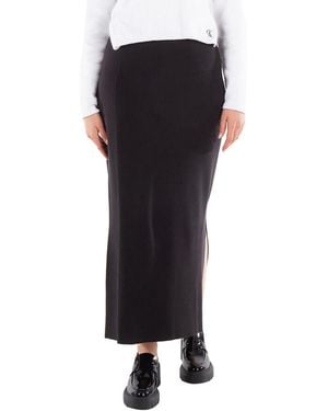 Calvin Klein Ribbed Monogram Logo Sweater Maxi Skirt - Blue