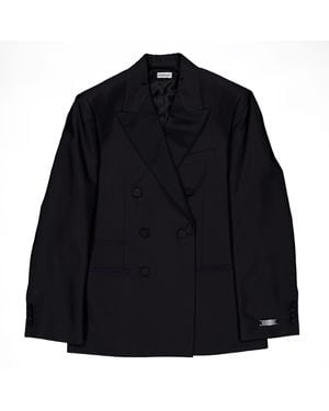 Burberry Double-Breasted Wool-Blend Blazer, Brand Size 48R (Us - Black
