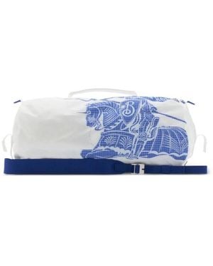 Burberry Medium Ekd Logo Print Duffle Bag - Blue