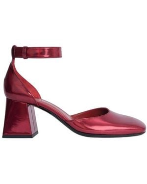 BY FAR Judy Iridescent Square-Toe Pumps - Red