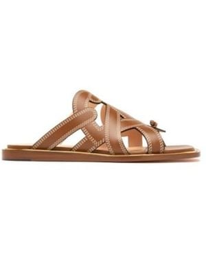 Bally Glada Leather Flat Sandals, Brand Size 36 Us - Brown