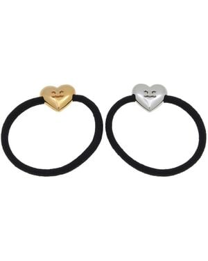 Celine Triomphe Heart Logo Elastic Hair Band Set - Black