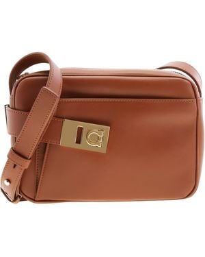 Ferragamo Leather Gancini Crossbody Bag - Brown