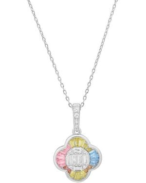 Kylie Harper Sterling Pastel Multi-colour Clover Pendant Necklace - Metallic