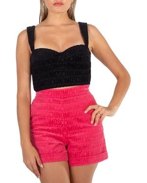 Moschino Fantasy Print All-Over Logo Crop Top - Black