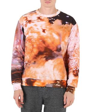 424 Explosion Print Long-sleeve Cotton Jumper - Orange