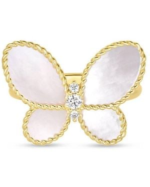 Roberto Coin 18K Jasmine Diamond & Mother Of Pearl Butterfly Ring - Metallic