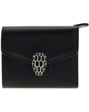 BVLGARI Serpenti Forever Trifold Wallet Calf Leather - Black