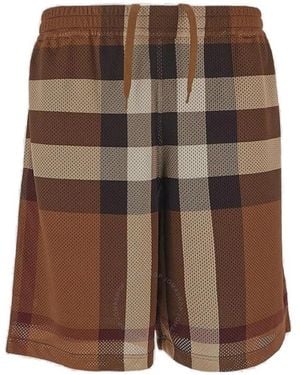 Burberry Check Mesh Drawstring Shorts - Brown