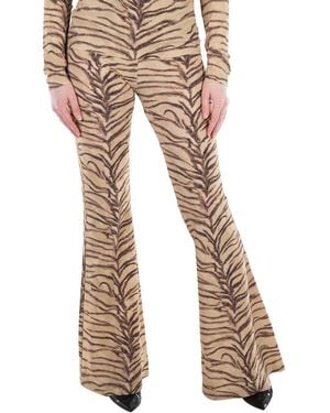 Stella McCartney All-Over Motif High-Rise Flared Trousers - Natural