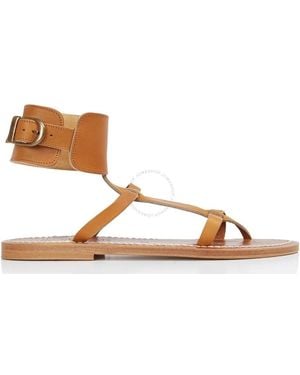 K. Jacques Ladies Caravelle Flat Leather Sandals, Brand Size 36 (Us - Brown
