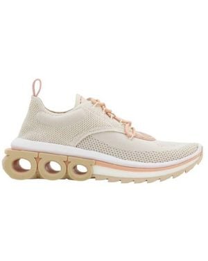 Ferragamo Nama Knit Running Trainers - White