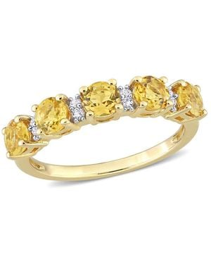 Amour 1 3/5 Ct Tgw Citrine And Topaz Semi Eternity Ring - Metallic