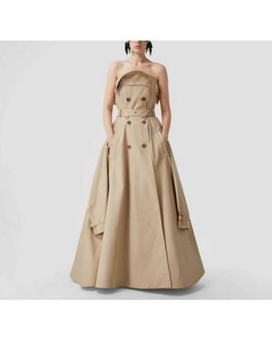 Burberry Cotton Gabardine Belted Trench Gown - Natural