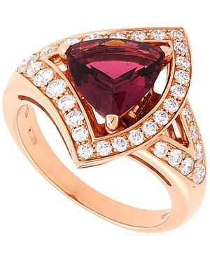 BVLGARI Divas Dream Openwork 18 Kt Rose Ring, Size 56 - Pink