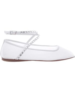AMINA MUADDI Ane Crystal Mesh Flats - White