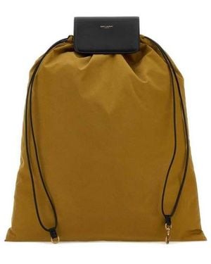 Saint Laurent Biscuit Canvas Shopping Bag Neroltmustardtan Borse A Mano - Green
