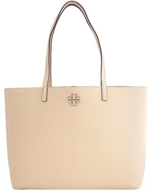 Tory Burch Brie Mcgraw Pebbled Leather Tote Bag - Natural