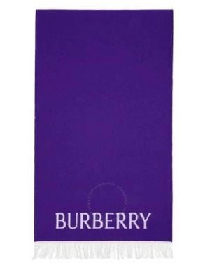 Burberry Royal / Haze Tassel Detail Logo Print Scarf - Purple