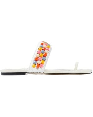 Jimmy Choo Amoure Flat Embellished Raffia Sandals, Brand Size 36 Us - Multicolour