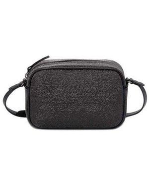 Brunello Cucinelli Ultrablack Leather Beaded Shoulder Bag