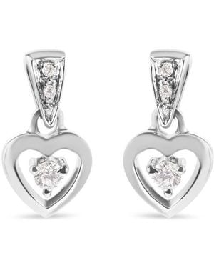 Haus of Brilliance 14K 1/6 Cttw Diamond Dangle Heart Stud Earrings (H-I, Si2-I1) - Metallic