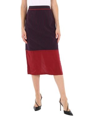 Sies Marjan Ladies Striped Panel Midi Skirt, Brand - Red
