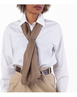 Saint Laurent Cassandre Square Scarf - Brown
