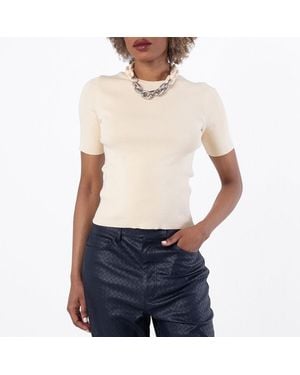 Rabanne Paco Chain-Link Detail Cardigan - Natural