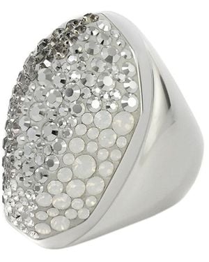 Swarovski Open Box Rhodium Plated Kinshasa Ring, Size 55 - Grey
