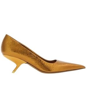 Ferragamo Eva 55 Laminated Riace Court Shoes - Brown
