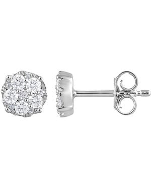 Brilliant Diamond 0.50 Carat Sterling Round Cut Lab Grown Diamond Cluster Stud Push Back Earrings For -Color/Clarity-Hisi3I1 - Metallic