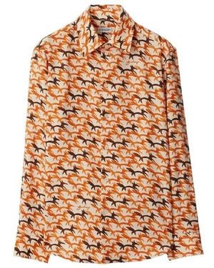 Burberry Regular Fit Fox Pattern Wool Shirt, Brand Size 10 (Us - Brown