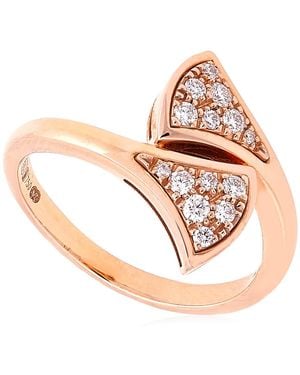 BVLGARI Divas Dream 18 Kt Rose Ring Set With Pave Diamonds - Multicolour