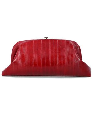 Alberta Ferretti Eel Leather Maxi Pouch Clutch - Red