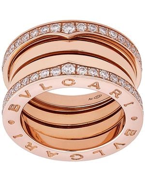 BVLGARI B.Zero1 18K Rose 4-Band Diamond Ring - Pink