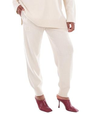 Fendi Cashmere-Wool Knit Trousers, Brand Size 46 Us - Natural