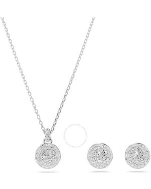 Swarovski Meteora Set Stud Rhodium Shiny Crystal - White