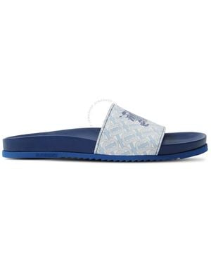 Burberry Melroy Ekd Monogram Slides, Brand Size 42 Us - Blue