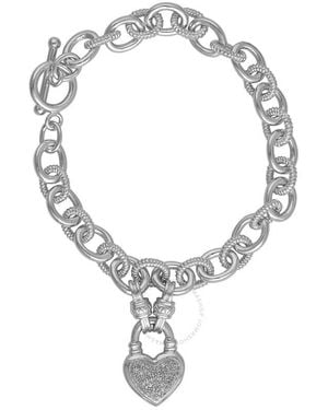 DiamondMuse Diamond Muse 0.15 Carat Diamond, Sterling Heart Link Charm Bracelet By (J-K, I3) - Metallic