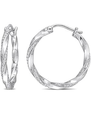 Amour 1/4 Ct Tw Diamond Twisted Hoop Earrings - Metallic