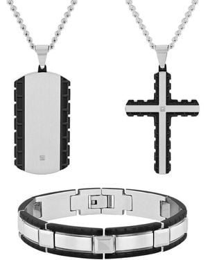 Robert Alton Diamond Accent Stainless Steel Jewelry Set With Finish - White