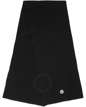 Moncler Logo-Patch Cashmere Scarf - Black