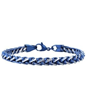 Robert Alton Stainless Steel With Finish Franco Link Bracelet - Blue