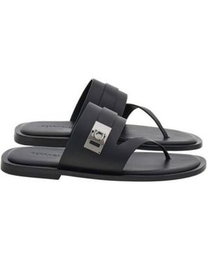 Ferragamo Dickens Leather Thong Sandals - Black