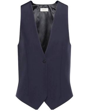 Ferragamo Virgin Wool Vest, Brand Size 46 Us - Blue