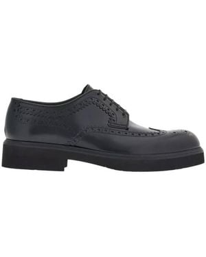 Ferragamo Derby With Perforated Detailing - Black